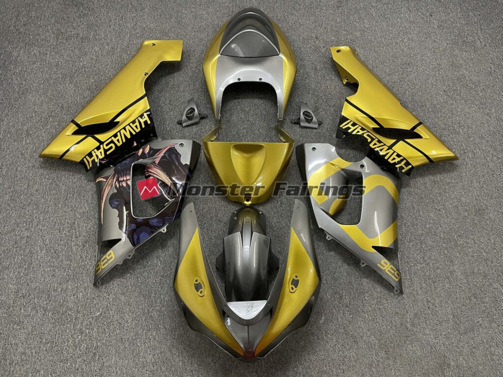 Kawasaki ZX6R 2005 - 2006 Gold Silver ABS fairings - custom motorcycle bodywork kit by Monster Fairings