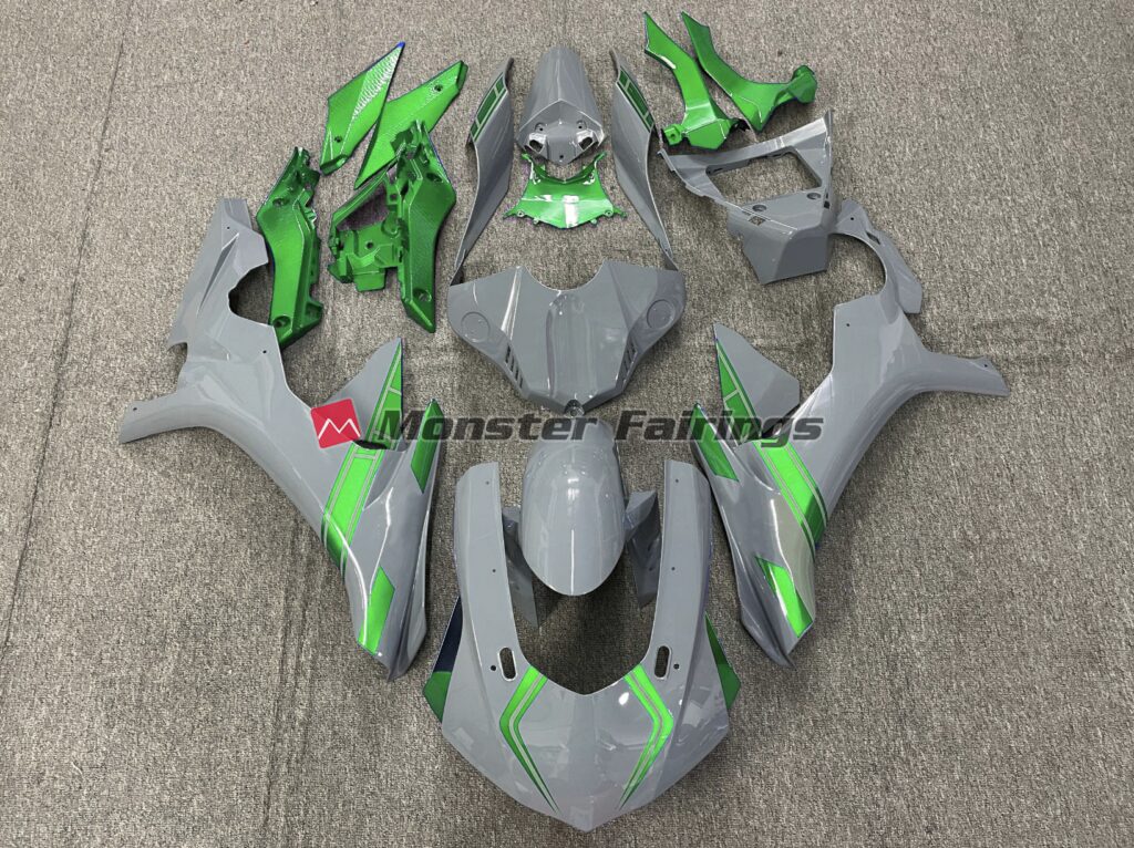 Yamaha R1 2015 - 2019 Nardo Gray Green Accents ABS fairings - custom motorcycle bodywork kit by Monster Fairings