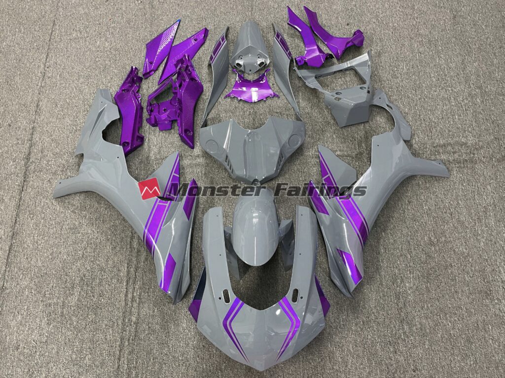 Yamaha R1 2015 - 2019 Nardo Gray Purple Accents ABS fairings - custom motorcycle bodywork kit by Monster Fairings