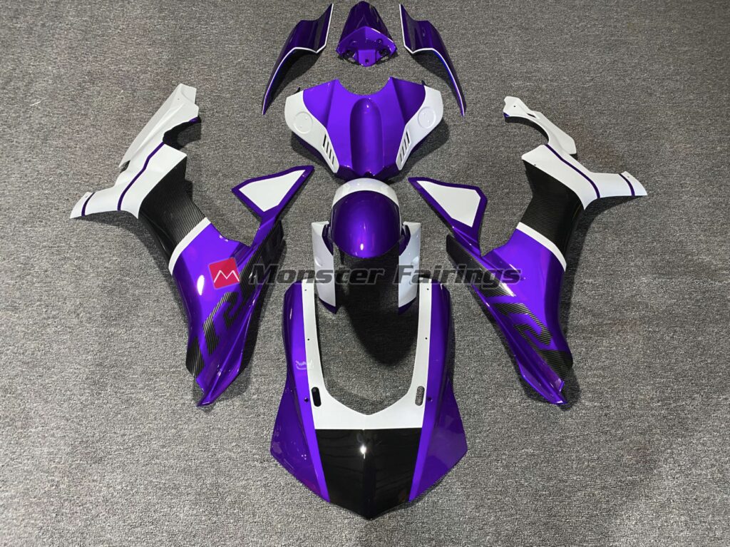 Yamaha R1 2015 - 2019 Purple Carbon Fiber Style Accents ABS fairings - custom motorcycle bodywork kit by Monster Fairings