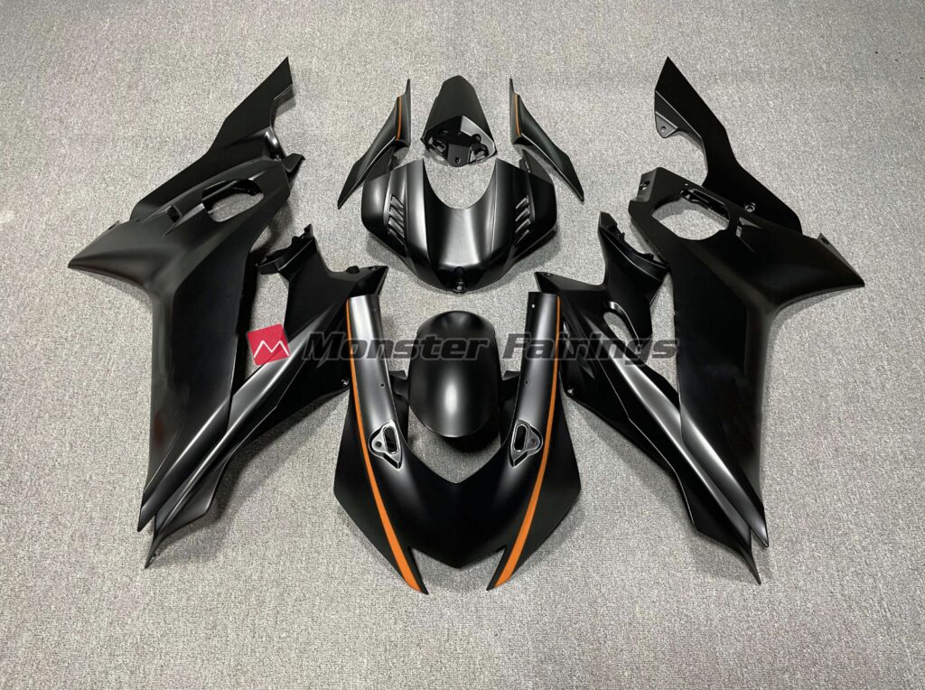Yamaha R6 2017 - 2022 Matte Black Orange Accents ABS fairings - custom motorcycle bodywork kit by Monster Fairings