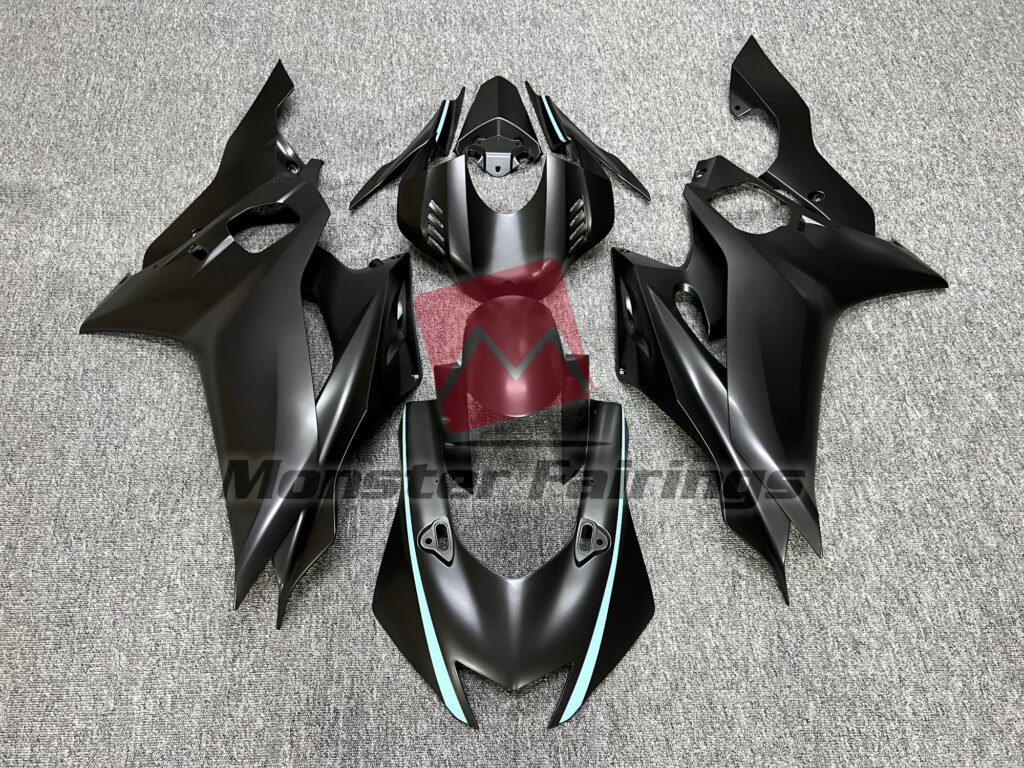 Yamaha R6 2017 - 2022 Matte Black Teal ABS fairings - custom motorcycle bodywork kit by Monster Fairings