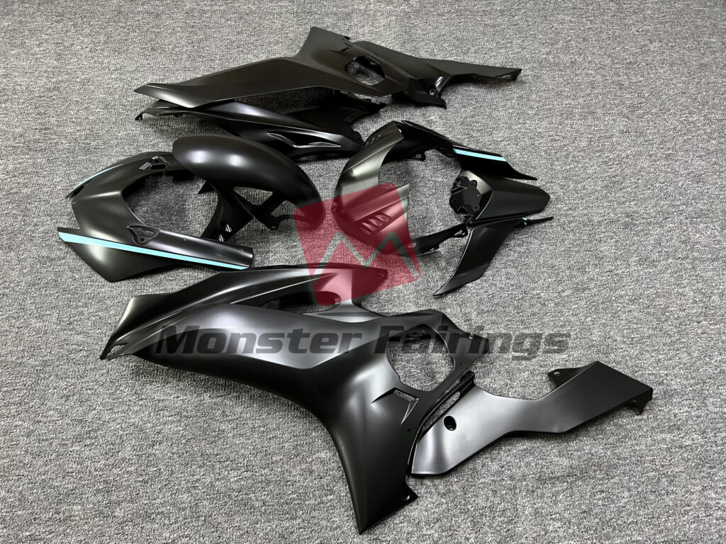 2017 - 2022 Yamaha R6 Matte Black Teal fairing set - ABS injection, custom painted by Monster Fairings