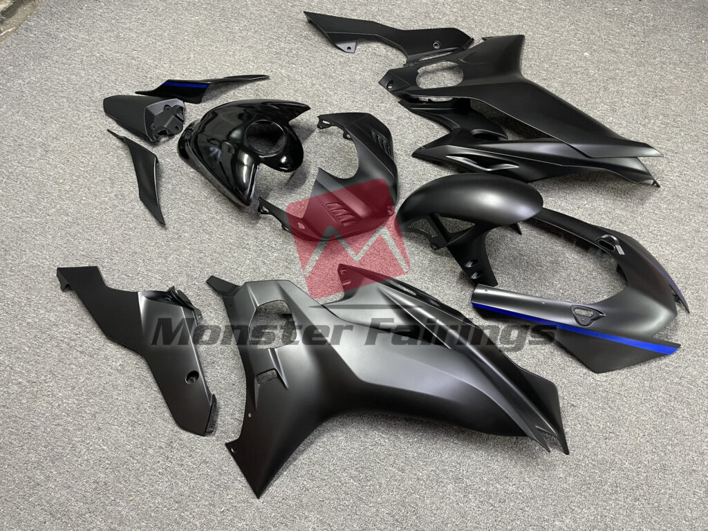 Matte Black Blue Accents ABS fairings for Yamaha R6 2017 - 2022 - premium OEM fit kit by Monster Fairings