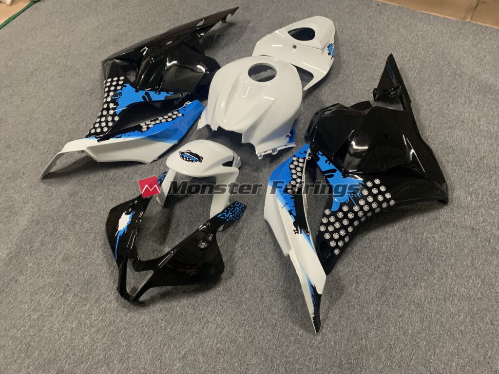 2009 - 2012 Honda CBR600RR Black Blue White fairing set - ABS injection, custom painted by Monster Fairings