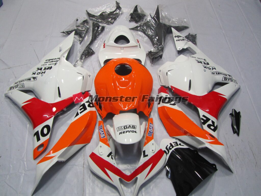 Honda CBR600RR 2009 - 2012 White Red Repsol ABS fairings - custom motorcycle bodywork kit by Monster Fairings