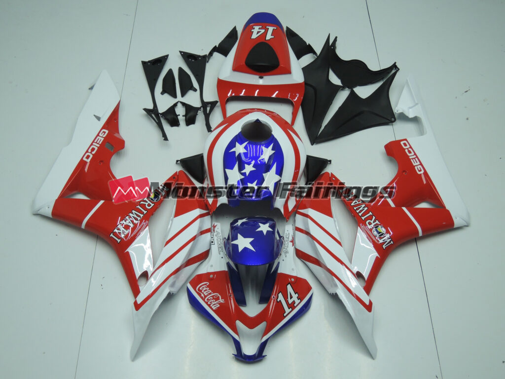 Honda CBR600RR 2007 - 2008 Geico 14 ABS fairings - custom motorcycle bodywork kit by Monster Fairings