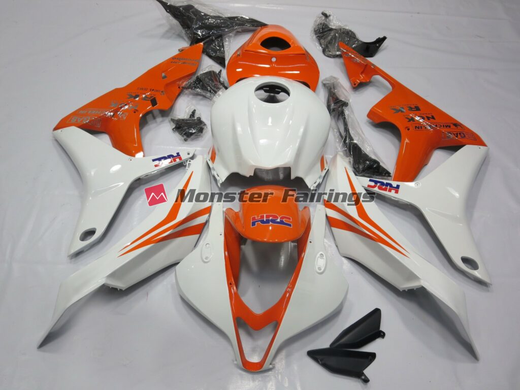 Honda CBR600RR 2007 - 2008 Orange and White HRC ABS fairings - custom motorcycle bodywork kit by Monster Fairings