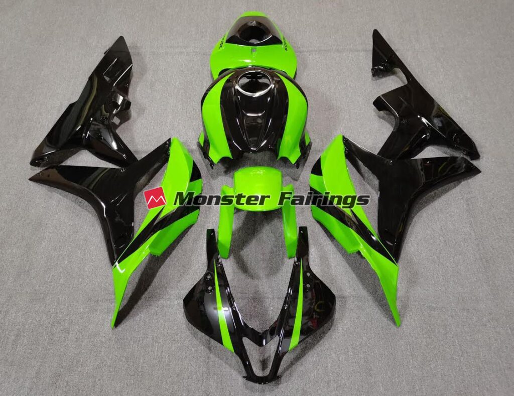 Honda CBR600RR 2007 - 2008 Lime Green and Black ABS fairings - custom motorcycle bodywork kit by Monster Fairings