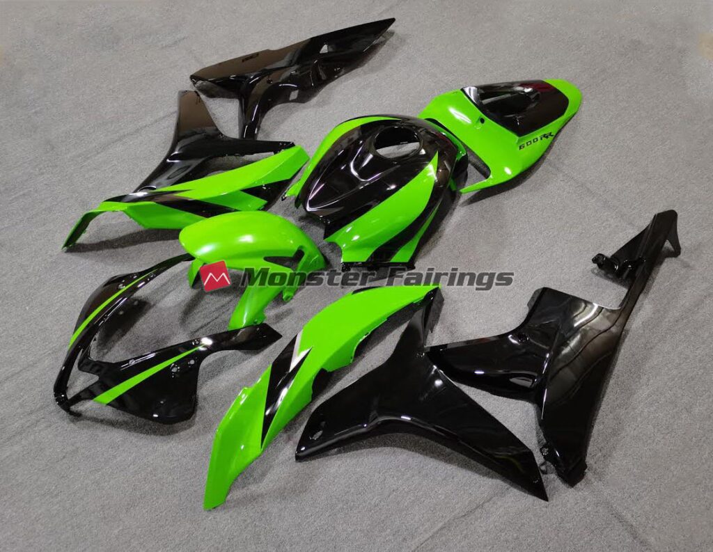 Honda CBR600RR custom ABS fairings 2007 - 2008 in Lime Green and Black - durable replacement kit, Monster Fairings