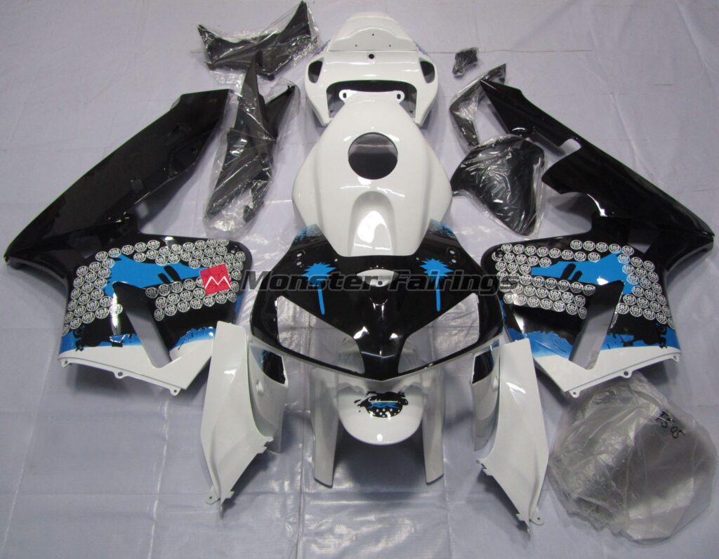 Honda CBR600RR 2005 - 2006 Blue Splatter ABS fairings - custom motorcycle bodywork kit by Monster Fairings