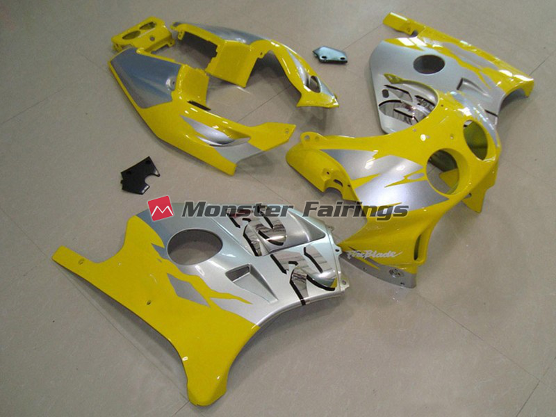 Honda CBR250RR 1990 - 1998 Yellow Silver ABS fairings - custom motorcycle bodywork kit by Monster Fairings