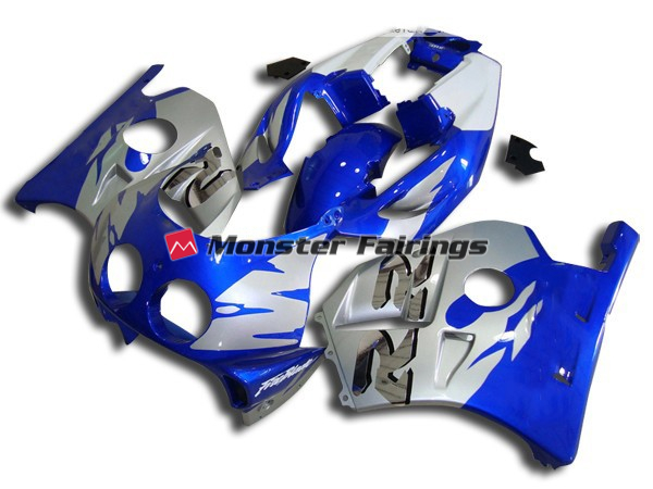 Honda CBR250RR 1990 - 1998 Blue Silver and White ABS fairings - custom motorcycle bodywork kit by Monster Fairings