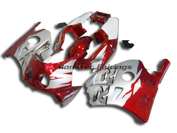 Honda CBR250RR 1990 - 1998 Silver Red and White ABS fairings - custom motorcycle bodywork kit by Monster Fairings