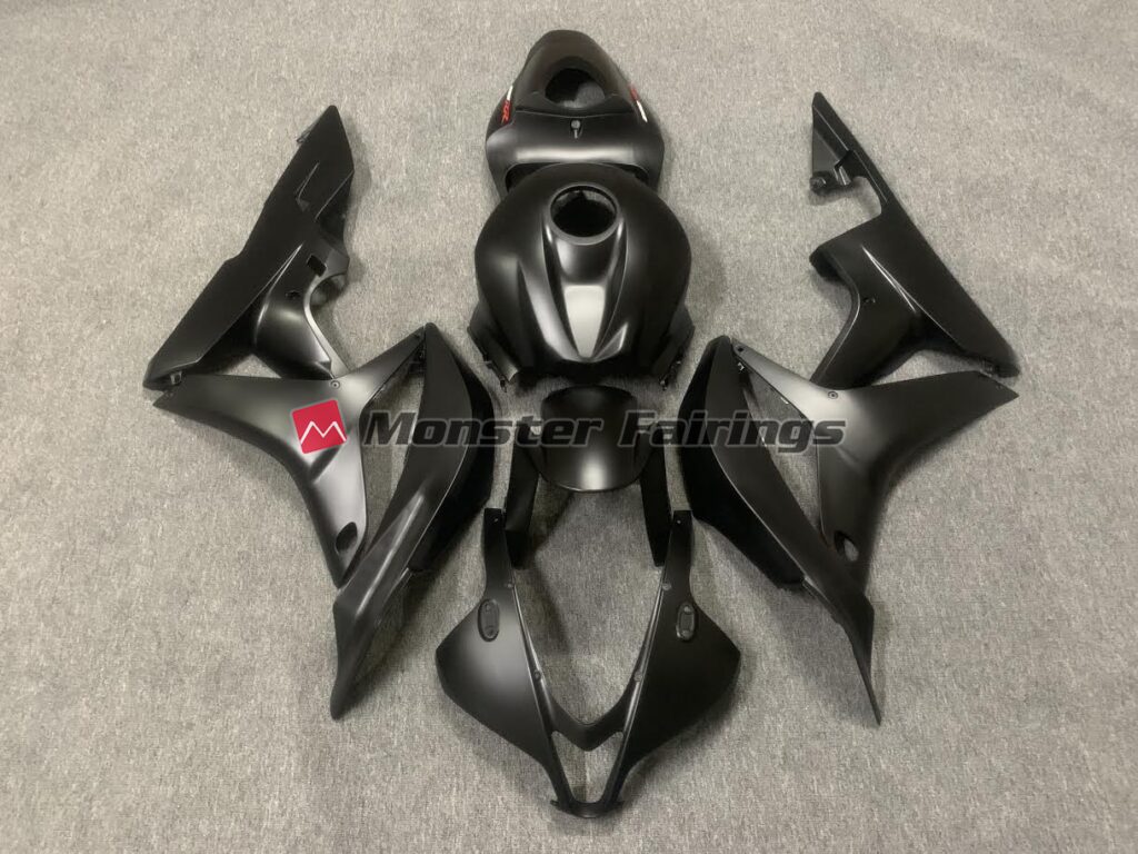 Honda CBR600RR 2007 - 2008 Matte Black w/ Logos ABS fairings - custom motorcycle bodywork kit by Monster Fairings