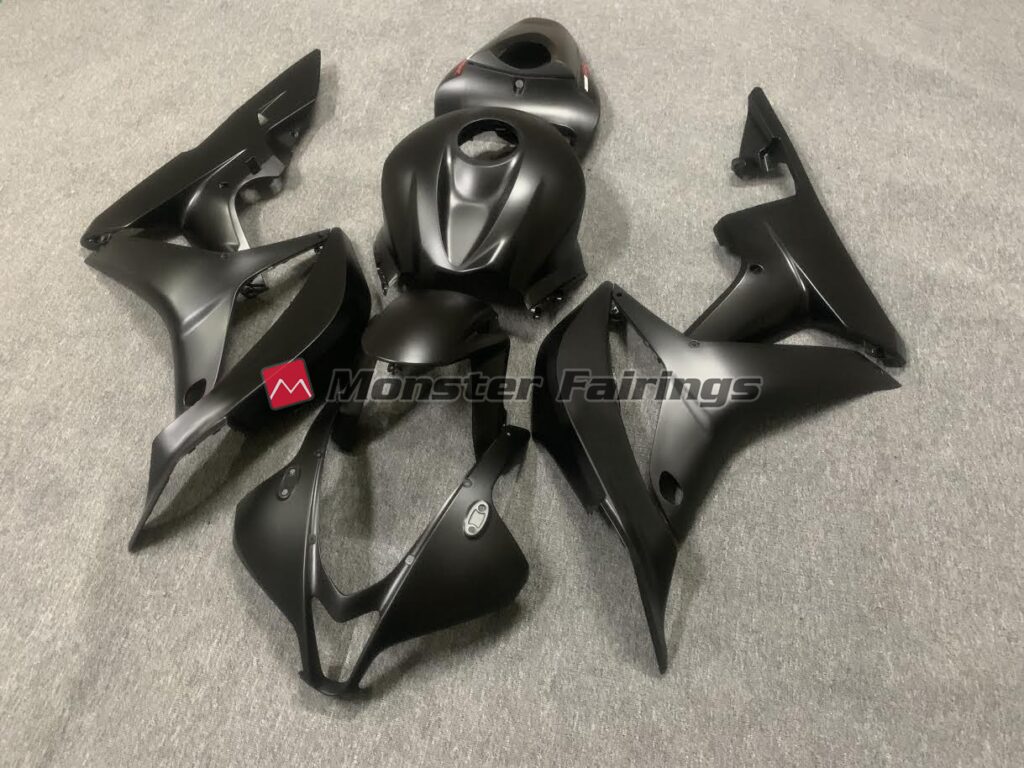 Honda CBR600RR custom ABS fairings 2007 - 2008 in Matte Black w/ Logos - durable replacement kit, Monster Fairings
