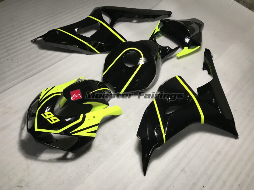 Honda CBR1000RR custom ABS fairings 2006 - 2007 in High Viz and Black - durable replacement kit, Monster Fairings