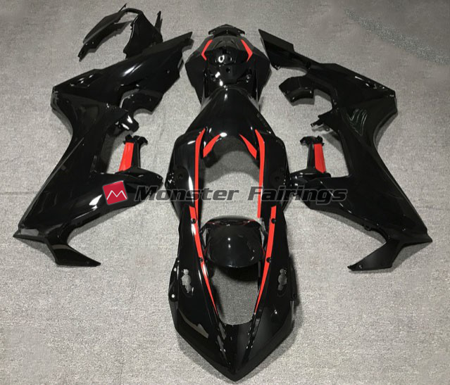 Honda CBR1000RR 2017 - 2025 Gloss Black With Red Lining ABS fairings - custom motorcycle bodywork kit by Monster Fairings