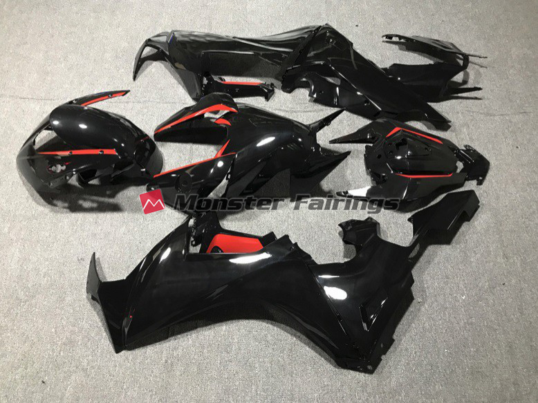 Honda CBR1000RR custom ABS fairings 2017 - 2025 in Gloss Black With Red Lining - durable replacement kit, Monster Fairings
