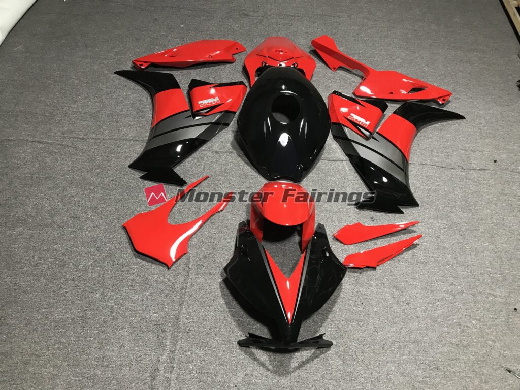 Honda CBR1000RR 2012 - 2016 Gloss Black Red/Grey ABS fairings - custom motorcycle bodywork kit by Monster Fairings