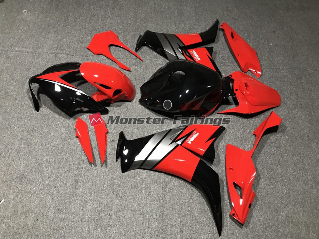 2012 - 2016 Honda CBR1000RR Gloss Black Red/Grey fairing set - ABS injection, custom painted by Monster Fairings