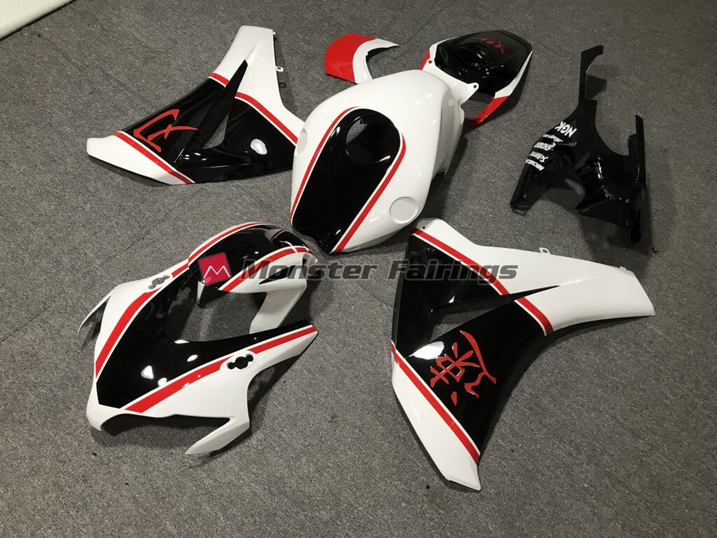 Honda CBR1000RR custom ABS fairings 2008 - 2011 in Gloss White, Red and Black - durable replacement kit, Monster Fairings