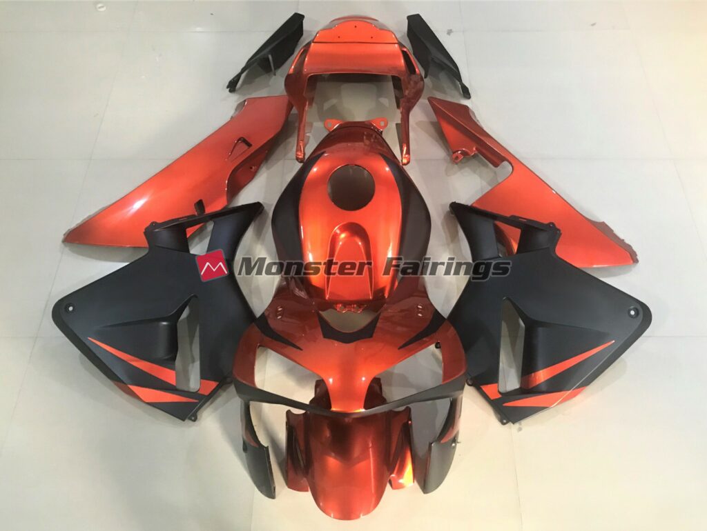 Honda CBR600RR 2003 - 2004 Orange and Matte Black ABS fairings - custom motorcycle bodywork kit by Monster Fairings