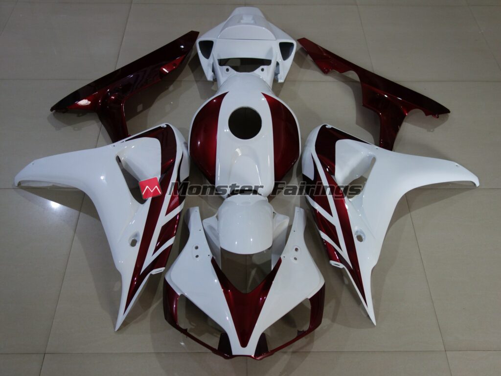 Honda CBR1000RR 2006 - 2007 Gloss White and Deep Red ABS fairings - custom motorcycle bodywork kit by Monster Fairings
