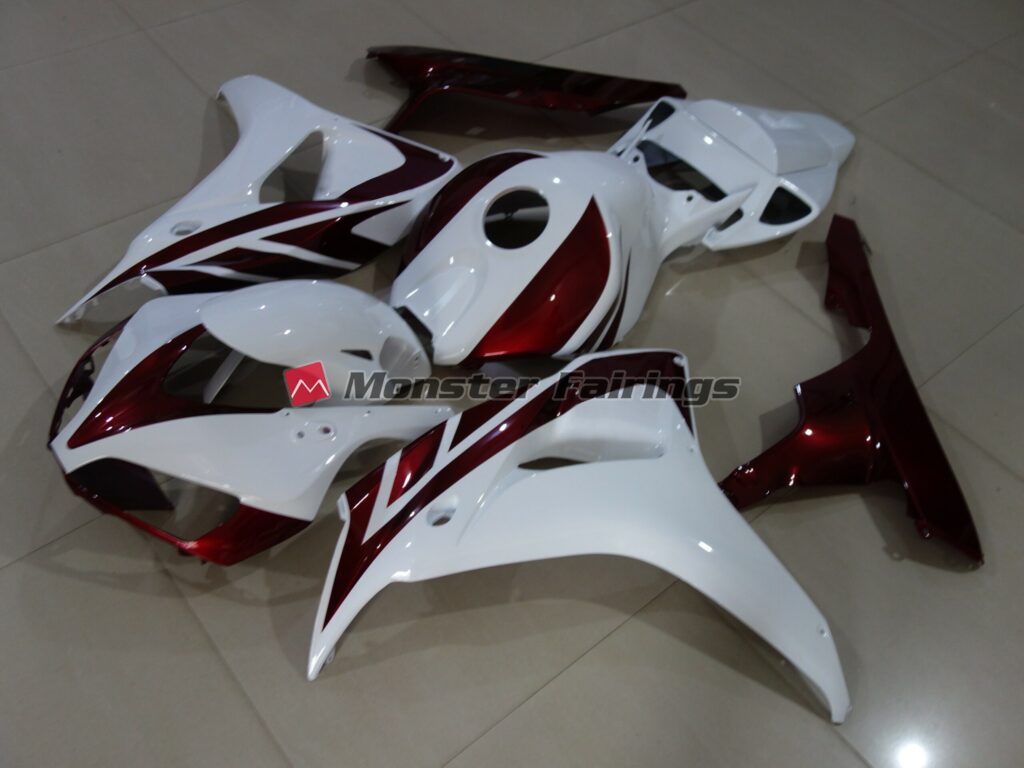 Honda CBR1000RR custom ABS fairings 2006 - 2007 Gloss White and Deep Red - durable replacement kit, Monster Fairings