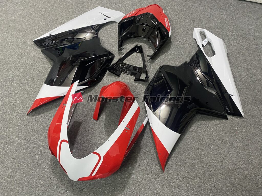 Gloss Red, White and Black ABS fairings for Ducati 848 1098 1198 2007 - 2012 - premium OEM fit kit by Monster Fairings