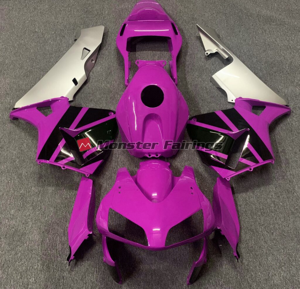 Honda CBR600RR 2003 - 2004 Hot Pink Matte Silver ABS fairings - custom motorcycle bodywork kit by Monster Fairings