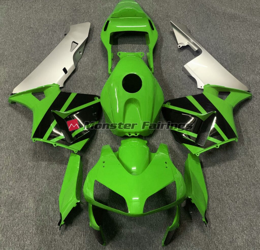Honda CBR600RR 2003 - 2004 Gloss Green Matte Silver ABS fairings - custom motorcycle bodywork kit by Monster Fairings