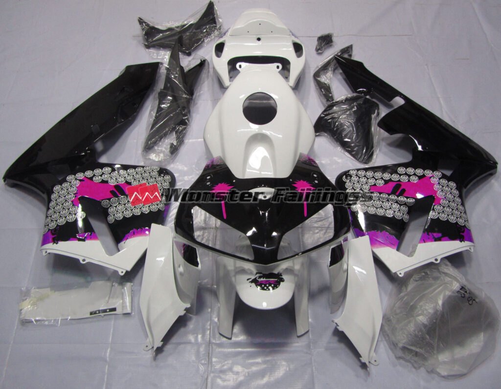 Honda CBR600RR 2005 - 2006 Pink Splatter Gloss Black ABS fairings - custom motorcycle bodywork kit by Monster Fairings