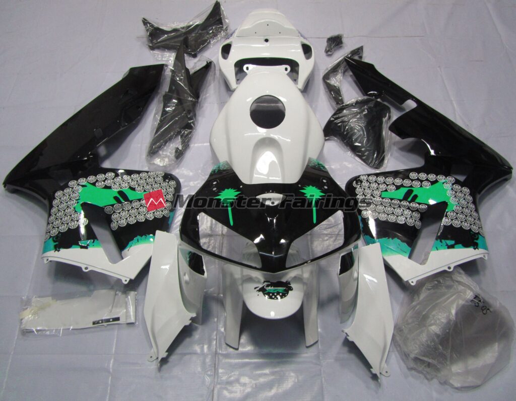 Honda CBR600RR 2005 - 2006 Turquoise Splatter Gloss Black ABS fairings - custom motorcycle bodywork kit by Monster Fairings