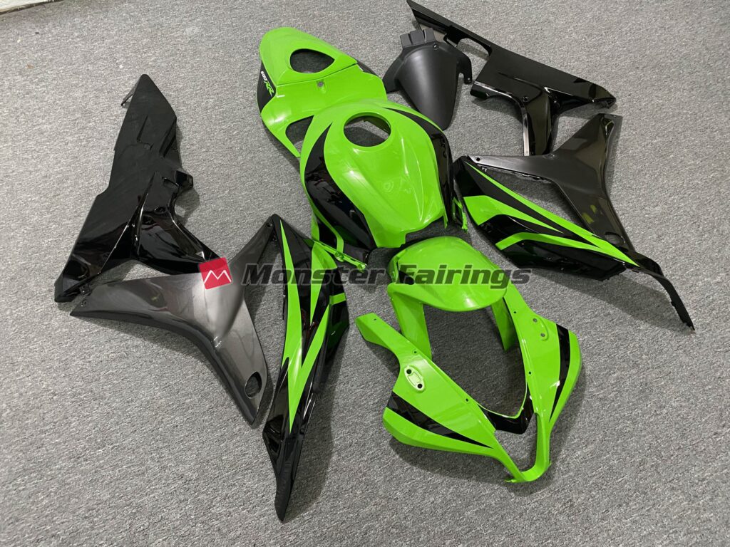 Honda CBR600RR custom ABS fairings 2007 - 2008 in Electric Green OEM Style Grey - durable replacement kit, Monster Fairings