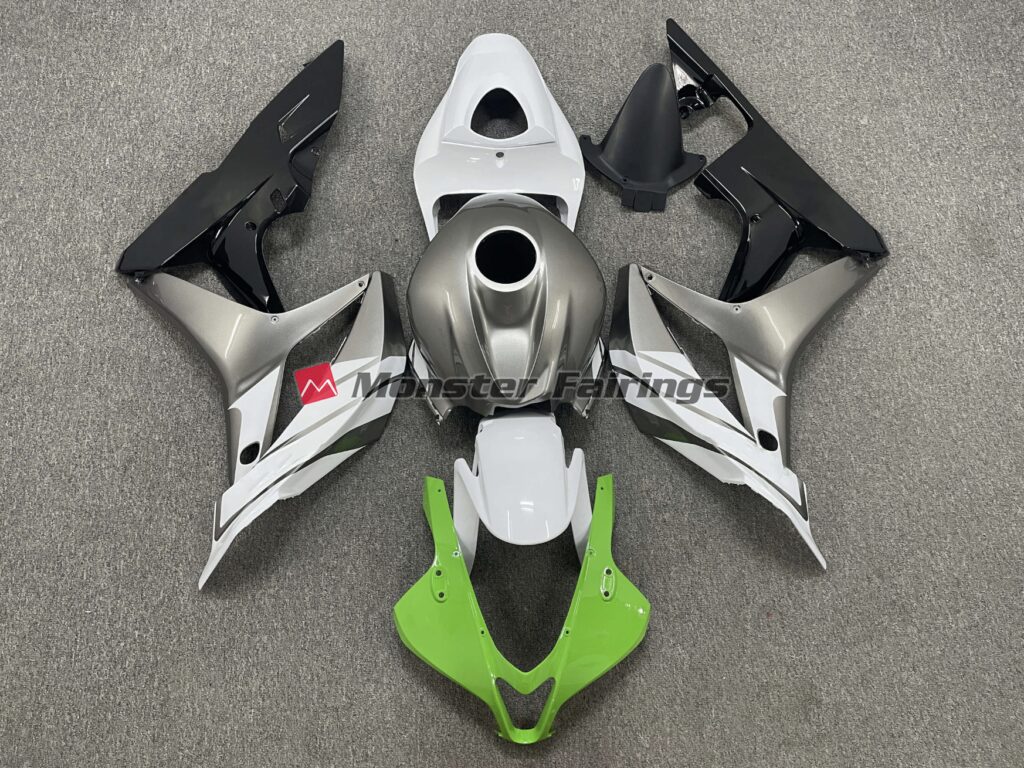 Honda CBR600RR 2007 - 2008 Green White Grey ABS fairings - custom motorcycle bodywork kit by Monster Fairings