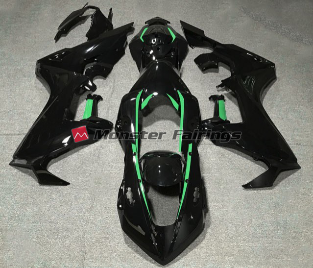 Honda CBR1000RR 2017 - 2025 Gloss Black Forest Green Lining ABS fairings - custom motorcycle bodywork kit by Monster Fairings