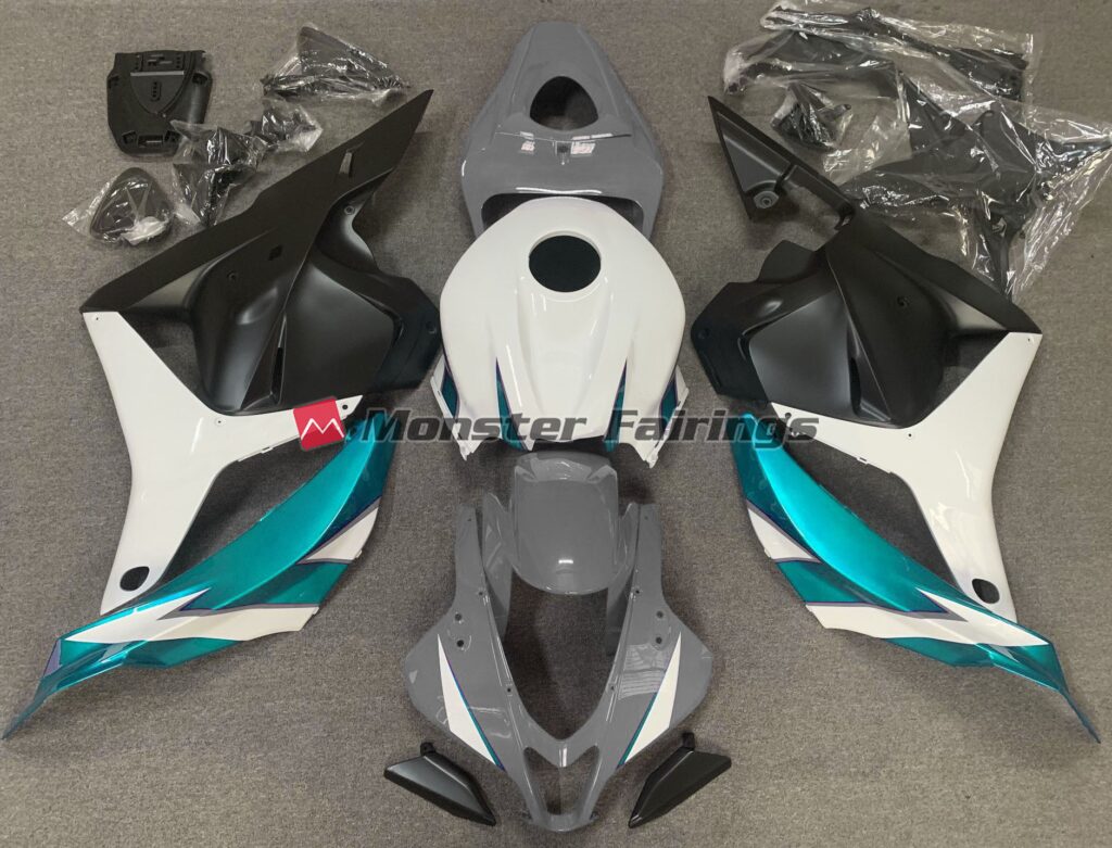Honda CBR600RR 2009 - 2012 Gloss Grey White Light Blue ABS fairings - custom motorcycle bodywork kit by Monster Fairings