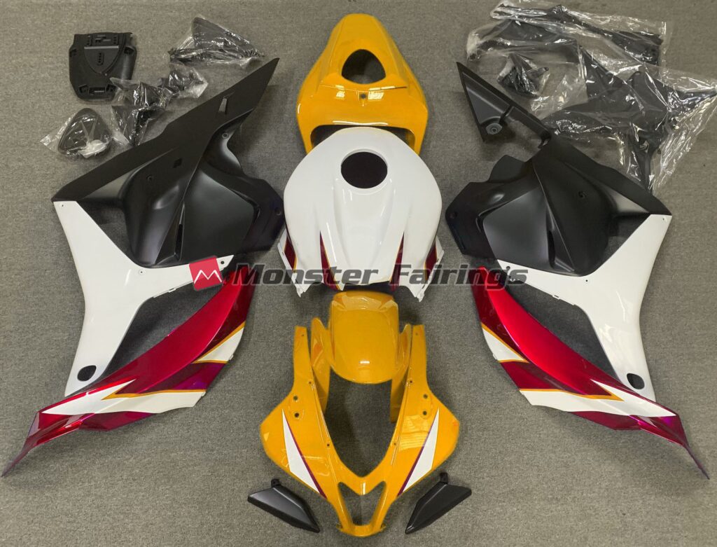 Honda CBR600RR 2009 - 2012 Gloss Red White Yellow ABS fairings - custom motorcycle bodywork kit by Monster Fairings