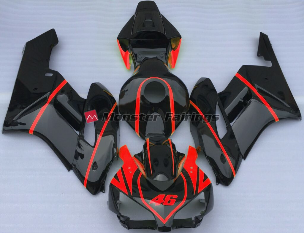 Honda CBR1000RR 2004 - 2005 Gloss Black with Red ABS fairings - custom motorcycle bodywork kit by Monster Fairings