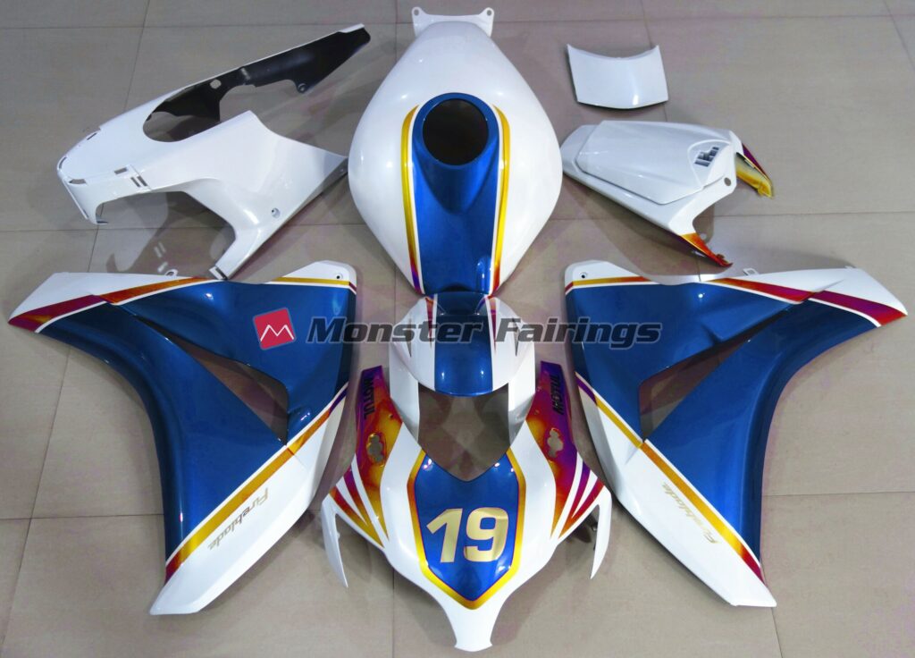 Honda CBR1000RR 2008 - 2011 Gloss Blue and White ABS fairings - custom motorcycle bodywork kit by Monster Fairings