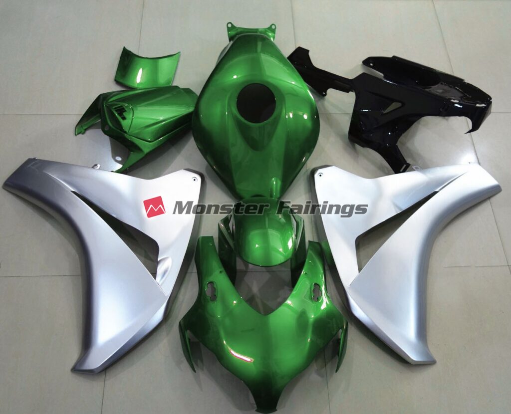 Honda CBR1000RR 2008 - 2011 Gloss Green and Silver ABS fairings - custom motorcycle bodywork kit by Monster Fairings