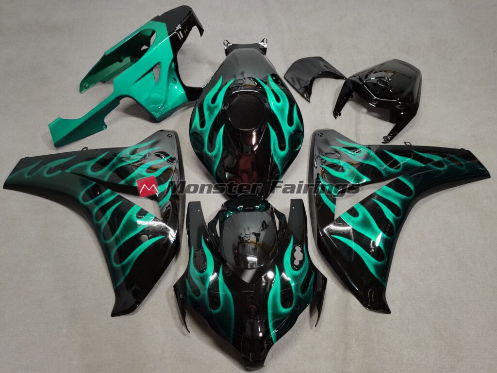 Honda CBR1000RR 2008 - 2011 Teal Flame ABS fairings - custom motorcycle bodywork kit by Monster Fairings