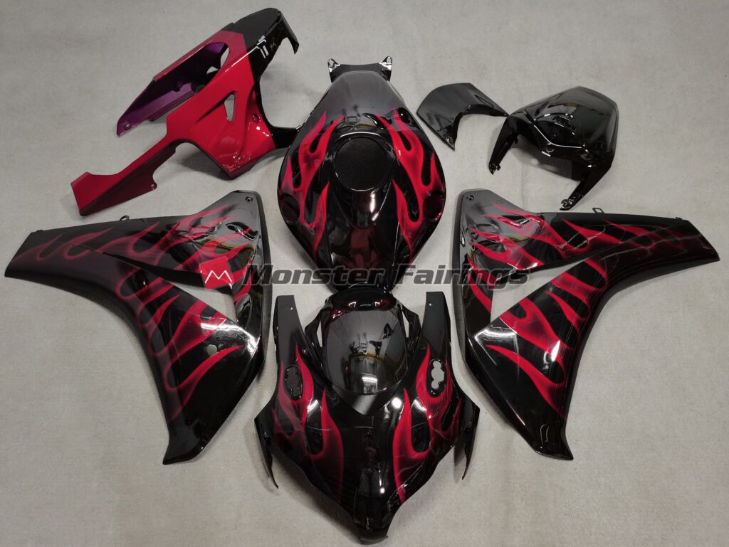 Honda CBR1000RR 2008 - 2011 Red Flame ABS fairings - custom motorcycle bodywork kit by Monster Fairings