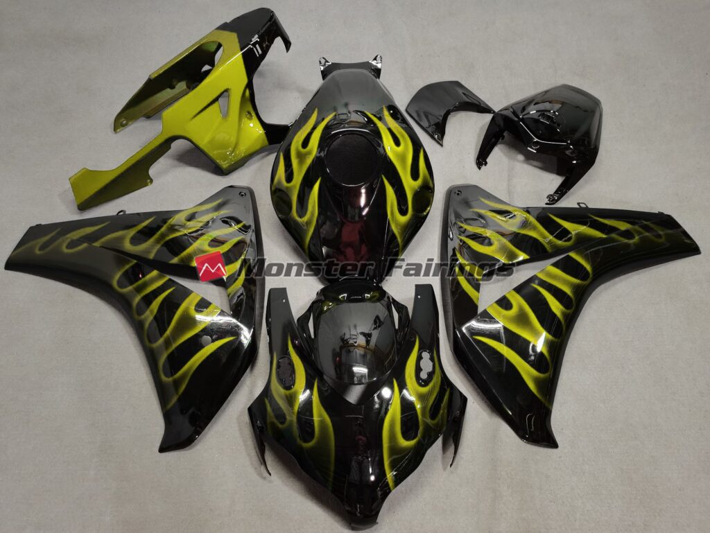 Honda CBR1000RR 2008 - 2011 Yellow Flame ABS fairings - custom motorcycle bodywork kit by Monster Fairings