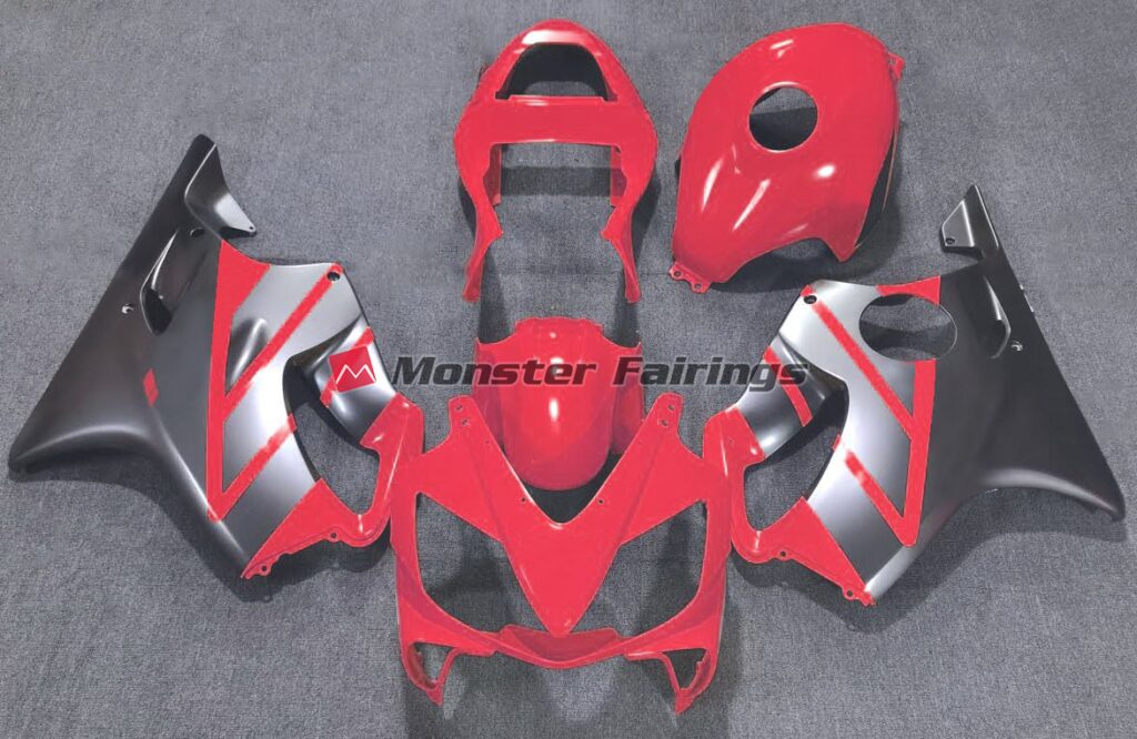 Honda CBR600 F4i 2001 - 2003 Red Matte Silver ABS fairings - custom motorcycle bodywork kit by Monster Fairings