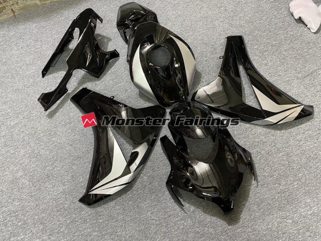 Honda CBR1000RR custom ABS fairings 2008 - 2011 in Gloss Black Silver - durable replacement kit, Monster Fairings
