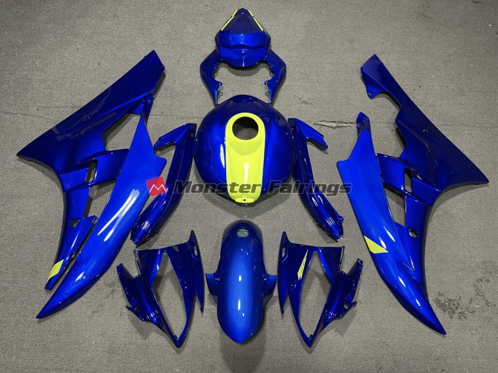 Yamaha R6 2006 - 2007 Gloss Blue High Vis Yellow ABS fairings - custom motorcycle bodywork kit by Monster Fairings