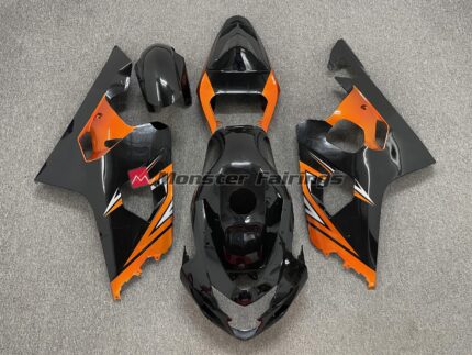 Suzuki GSXR 600 - 750 2004 - 2005 Gloss Black Orange ABS fairings - custom motorcycle bodywork kit by Monster Fairings