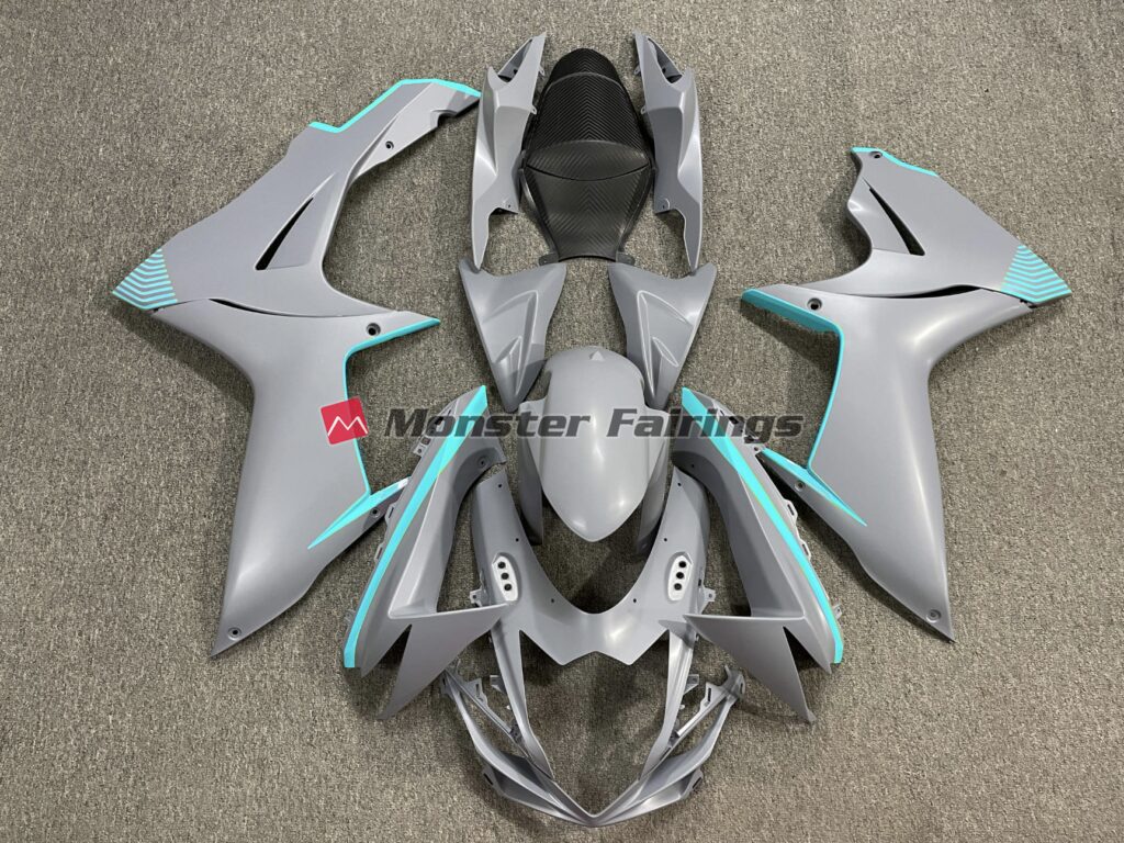 Suzuki GSXR 600 - 750 2011 - 2025 Matte Nardo Gray Teal ABS fairings - custom motorcycle bodywork kit by Monster Fairings